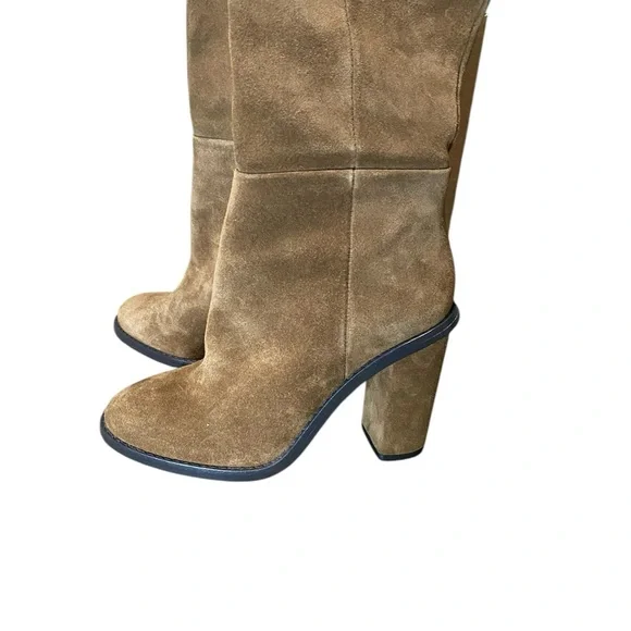 Gianni Bini Over The Knee Graham Cracker Brown Oiled Suede 3in Heel Boots Size 5